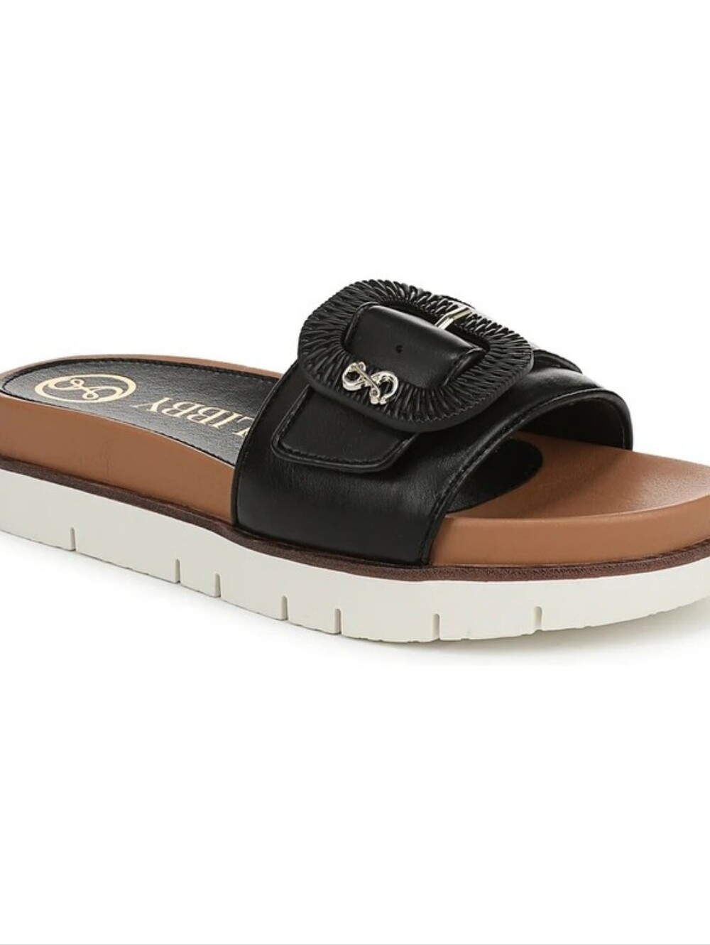 Sam & Libby Black Slide Sandal with Buckle Detail - Women Size 6M
